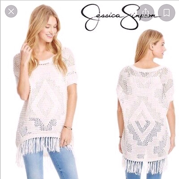 🆕 JESSICA SIMPSON | Fringe Crochet Top - Picture 1 of 1